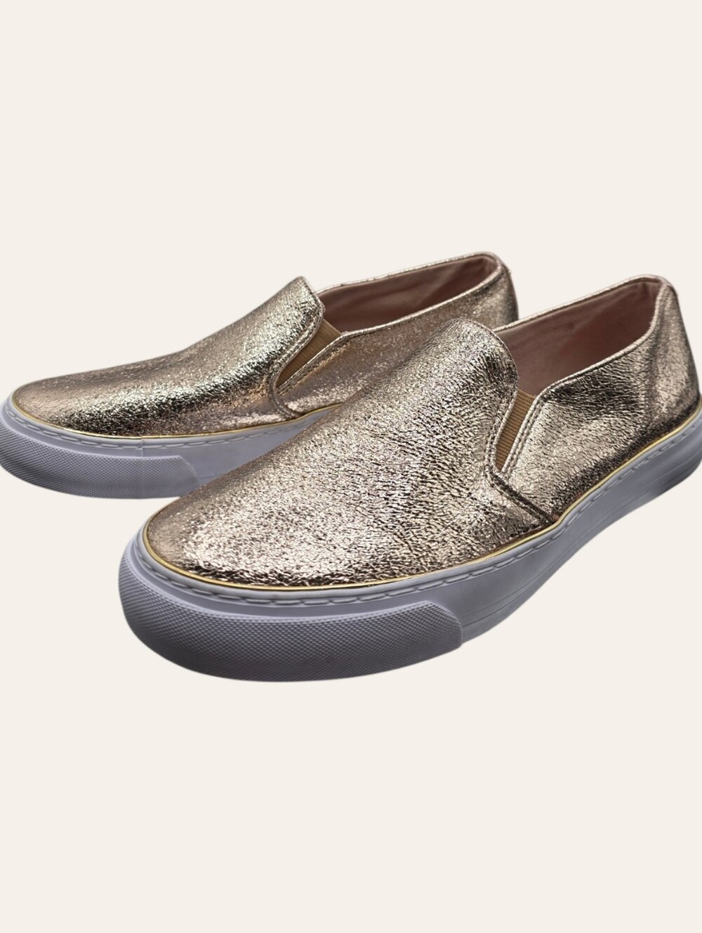 GUESS Gladis Gold Metallic Slip On Sneakers 8.5 Y2K Luxe Streetwear